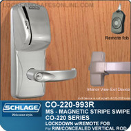 Exit Trim with Magnetic Stripe Swipe Locks | Schlage CO-220-993R-MS - Exit Rim/Concealed Vertical Rod/Concealed Vertical Cable | Classroom Lockdown Solution