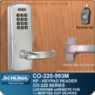 Exit Trim with Electronic Keypad Reader | Schlage CO-220-993M-KP - Exit Mortise Lock | Classroom Lockdown Solution