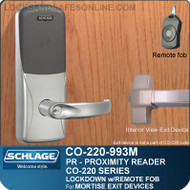 Exit Trim with Proximity Reader | Schlage CO-220-993M-PR - Exit Mortise Lock | Classroom Lockdown Solution