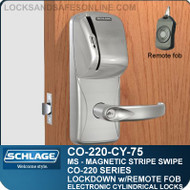 Cylindrical Magnetic Stripe Swipe Locks | Schlage CO-220-CY-75-MS | Classroom Lockdown Solution