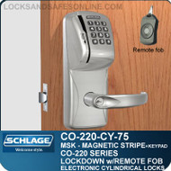 Cylindrical Magnetic Stripe Swipe & Keypad Locks | Schlage CO-220-CY-75-MSK | Classroom Lockdown Solution