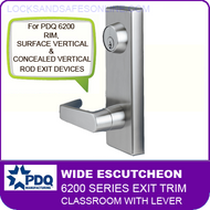 PDQ 6200 Wide Escutcheon Trim - Classroom with Lever - For Rim, Surface Vertical and Concealed Vertical Rod Exit Devices