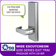 PDQ 6200 Wide Escutcheon Trim - Passage with Lever - For Mortise Exit Devices