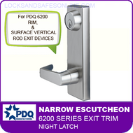 PDQ 6200 Narrow Escutcheon Trim - Night Latch - For Rim and Surface Vertical Rod Exit Devices