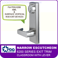 PDQ 6200 Narrow Escutcheon Trim - Classroom with Lever - For Rim and Surface Vertical Rod Exit Devices
