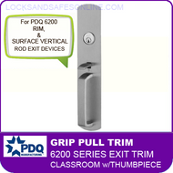 PDQ 6200 Grip Pull Trim - Classroom with Thumbpiece - For Rim and Surface Vertical Rod Exit Devices