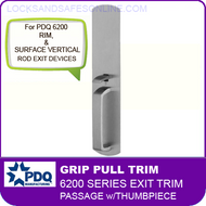 PDQ 6200 Grip Pull Trim - Passage with Thumbpiece - For Rim and Surface Vertical Rod Exit Devices