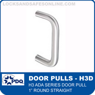 Door Pulls - 1" Round Straight | PDQ H3 ADA Series (H3D)