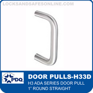 Door Pulls - 1" Round Straight | PDQ H3 ADA Series (H33D)