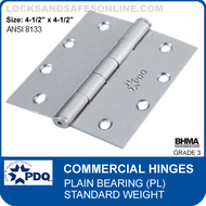 PDQ Commercial Hinges | Plain Bearing (4-1/2"x4-1/2")