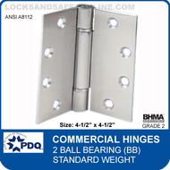PDQ Commercial Hinges | 2 Ball Bearing (4-1/2"x4-1/2")