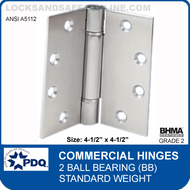 PDQ Commercial Hinges | A5112 - 2 Ball Bearing (4-1/2"x4-1/2")