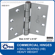 PDQ Commercial Hinges | 8111 - 4 Ball Bearing (4-1/2"x4-1/2")