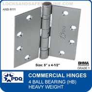 PDQ Commercial Hinges | 8111 - 4 Ball Bearing (5"x4-1/2")