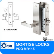 Grade 1 Single Cylinder Store Room Mortise Locks | PDQ MR115 | F Series Escutcheon Trim