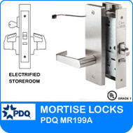 Grade 1 Electrified Storeroom Mortise Locks | PDQ MR199A| J Escutcheon Trim