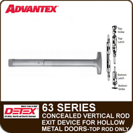 Advantex 63 Series Concealed Vertical Rod Exit Device (Narrow Stile for Hollow Metal Door) - Top Rod Only - Grade 1