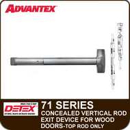 Advantex 71 Series Concealed Vertical Rod Exit Device For Wood Doors - Grade 1- Top Rod Only