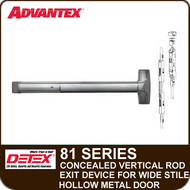 Advantex 81 Series Concealed Vertical Rod Exit Device for Wide Stile Hollow Metal Doors - Grade 1 - Top Rod Only