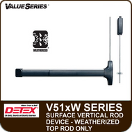 Detex V51xW - Weatherized Surface Vertical Rod Exit Device - Top Rod Only - For Hollow Metal and Wide Stile Doors
