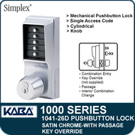 Simplex 1041-26D Mechanical Pushbutton Lock - Satin Chrome - Key Override