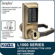Simplex LR1021-05 - Mechanical Pushbutton Lock With Key Override - Antique Brass