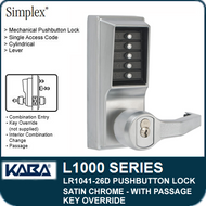 Simplex LR1041-26D - Mechanical Pushbutton Lock With Key Override and Passage - Satin Chrome