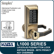 Simplex LR1076-05 Mechanical Pushbutton Knob Lock with Key Override and Privacy