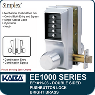Simplex EE1011-03 Two Sided Mechanical Pushbutton Lock - Bright Brass