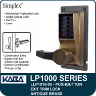 Simplex LLP1010-05 Mechanical Pushbutton Exit Trim Lock with Lever - Antique Brass