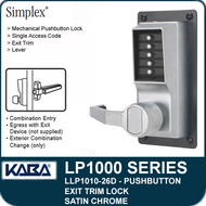 Simplex LLP1010-26D Mechanical Pushbutton Exit Trim Lock with Lever - Satin Chrome