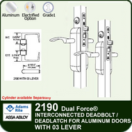 Adams Rite 2190 - Dual Force® Interconnected Deadbolt / Deadlatch for Aluminum Stile Doors - With 03 Lever