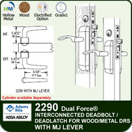 Adams Rite 2290 - Dual Force® Interconnected Deadbolt / Deadlatch for Wood or Hollow Metal Stile and Rail Doors - With MJ Lever