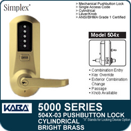 Simplex 5041-03- Mechanical Pushbutton Cylindrical Lock - Bright Brass