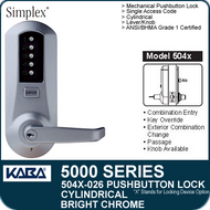 Simplex 5041-026 - Mechanical Pushbutton Cylindrical Lock - Bright Chrome