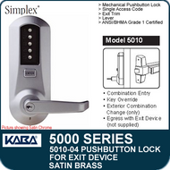 Simplex 5010-04 - Mechanical Pushbutton Exit Device Lock - Satin Brass