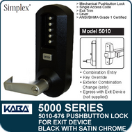 Simplex 5010-676 - Mechanical Pushbutton Exit Device Lock - Black with Satin Chrome Accents