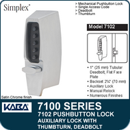 Simplex 7102 - Mechanical Pushbutton Auxiliary Lock with Thumbturn, Tubular Deadbolt