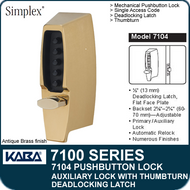 Simplex 7104 - Mechanical Pushbutton Auxiliary Lock with Thumbturn, Deadlocking Latch