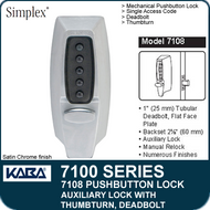 Simplex 7108 - Mechanical Pushbutton Auxiliary Lock with Thumbturn, Tubular Deadbolt