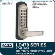 Simplex LD4714-05 - Light Duty Mechanical Pushbutton Lock with Vandal Resistant Clutching Lever - Antique Brass