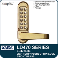 Simplex LD4724-03 - Light Duty Mechanical Pushbutton Lock with Vandal Resistant Clutching Lever - Bright Brass