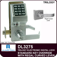 Alarm Lock Trilogy DL3275 - Standard Key Override with Regal Curved Lever