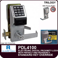Alarm Lock Trilogy PDL4100 - ELECTRONIC DIGITAL PROXIMITY LOCKS, WITH PRIVACY & RESIDENCY FEATURES - Standard Key Override