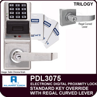 Alarm Lock Trilogy PDL3075 - ELECTRONIC DIGITAL PROXIMITY LOCKS - Standard Key Override with Regal Curved Lever