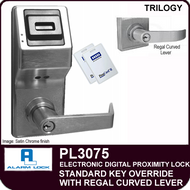  ELECTRONIC DIGITAL PROXIMITY LOCKS - Alarm Lock Trilogy PL3075 - Standard Key Override with Regal Curved Lever