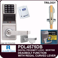 Alarm Lock Trilogy PDL4575DB - ELECTRONIC DIGITAL PROXIMITY MORTISE LOCKS, WITH PRIVACY & RESIDENCY FEATURES - Regal Curved Lever Deadbolt Function
