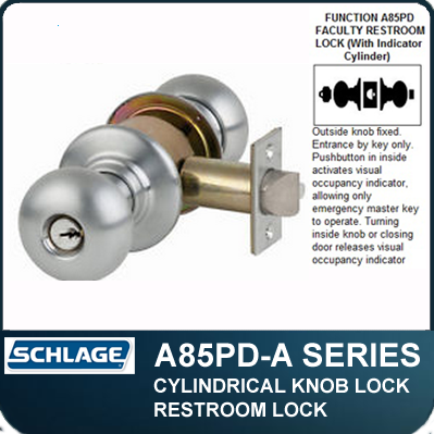 Schlage A85PD - Standard Duty Commercial Faculty Restroom Knob Locks