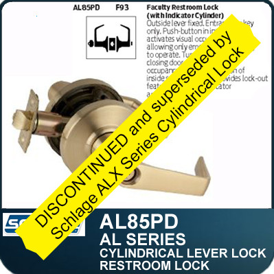 Schlage commercial AL85NEP613 AL Series Grade 2 Cylindrical Lock Neptune Lever Design Faculty Restroom Function Oil Rubbed Bronze Finish