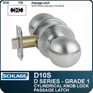 Schlage D10S - Heavy Duty Commercial Passage Knob Set